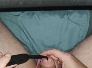 I'm playing around with the urethra. Cumming in women's panties