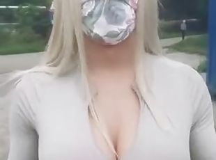 Sissyjenny88 Amateur Crossdresser Huge Big Tits Sissy Full Alone-Outdoor Day Ride Huge Tits G-Cup See Through
