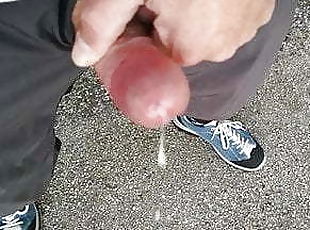 Piss and Cum outdoor in a public park