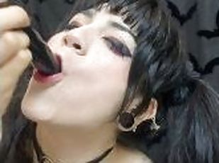 Big Booty Goth GF - I was so wet I had to Cum the second I got home! I fucked my Plushy