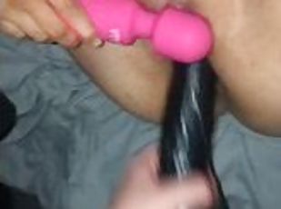 slut gets her pussy destroyed - 10inch black dildo