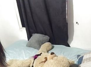 Sexy girl with nice ass fucks her teddy bear very hot