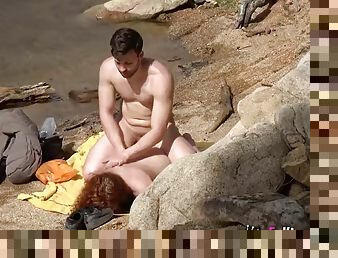 Jade seduces random strangers by the lake and fucks one of them