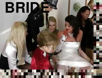 A bride and her sexy dressed friends get naughty