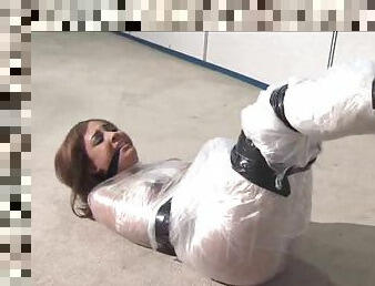 Submissive honey Kayla looks so tempting being wrapped in plastic