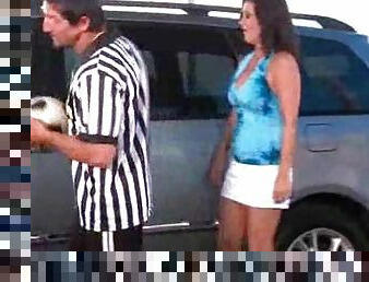 Slutty soccer mom fucked in minivan