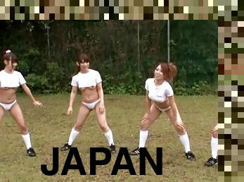 Hot Japanese female soccer players having wild sex with their coach