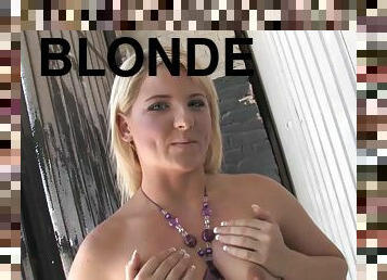 Sweet blonde pornstar backstage showing her nice tits