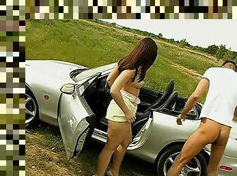 Wonderful slut gets drilled hardcore in this outdoors and car fucking scene