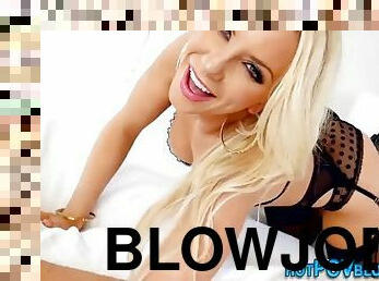 POV lingerie blowjob babe goes down on cock Jonni Darkko, Ashley Fires