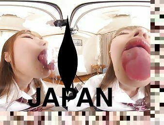 POV Licking Japanese fetish cosplay - brunette babe in schoolgirl uniform