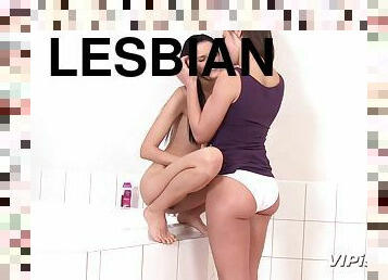 Bathroom is a great place to do a bit the lesbian pussy licking