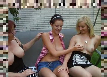Mature Broad Convinces Two Teens To Masturbate Together Outdoors