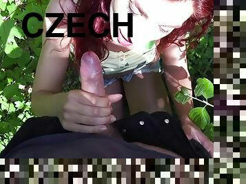Czech redhead babe fucked in the woods