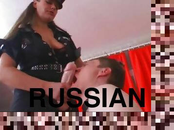 Stunning Russian bombshell bangs her boyfriend with a big strap-on