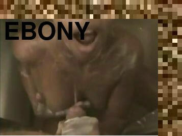 Ebony cutie shows her cock-sucking skills in homemade POv