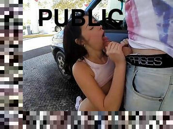 Ava dalush was deepthroating dick at the carwash until the owner crashed the party