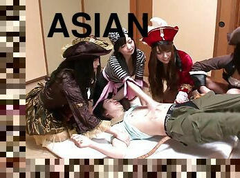 Beautiful Asian Woman With A Hairy Pussy Enjoying A Hardcore Gangbang