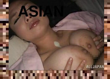 asian, payu-dara-besar, isteri, tegar, orang-jepun, tidur, pasangan, realiti