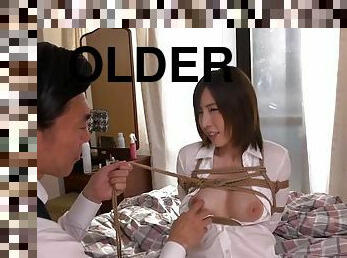 Older men fuck this kinky Japanese girl that loves bondage