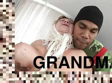 Grandma sucks and fucks a huge black dick
