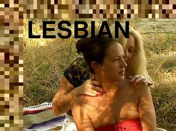 Splendid and cute lesbians enjoy kissing and fucking in this outdoors shoot