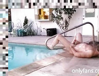 After a naked swim I got horny, jerked-off and shot a HUGE LOAD!!