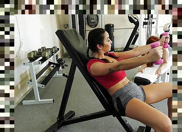 Awesome pussy sucking with a lesbian Karlee Grey at the gym