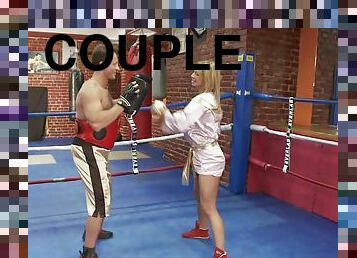 Coach fucks hot blonde in the boxing ring