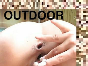 Sexy Teen Fingers Her Tight Ass Outdoors