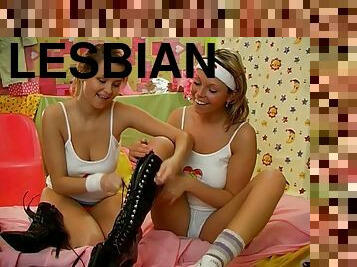Well graced and cute lesbians enjoy licking and toying their muffs warmly