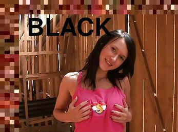 Angelica Black enjoys amateur teen masturbation in barnyard