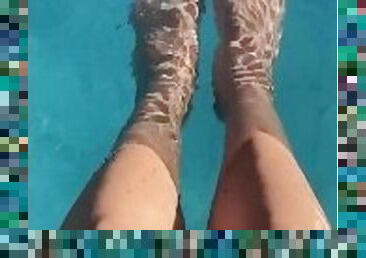 my feet in the pool