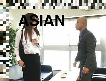 An Asian office chick gets her cunt licked and fucked hard