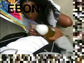 Ebony Angel Eyes gets fucked hard in a backyard