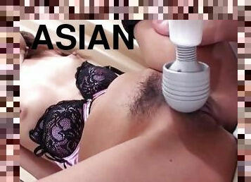 Gorgeous Asian slut spreads her legs to get her hairy cunt plowed