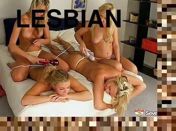 Foursome lesbian sex with tremendously hot blondes