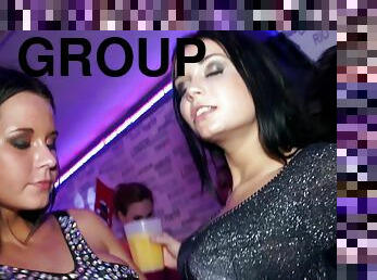 Drinking and foreplay fills a night club with slutty girls