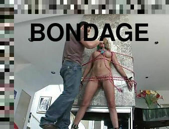 Charming slaved bimbo in bondage receiving superb hardcore smashing