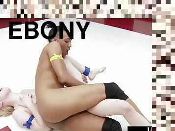 Lezdom wrestling with ebony girl fingering losers pussy after fight