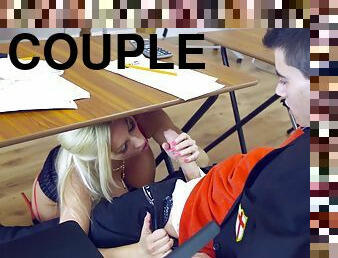 Nerdy schoolboy agrees to bang the perfect blonde on the table