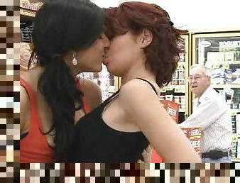 Rita And Her Friend Put Up A Great Lesbian Scene In A Supermarket