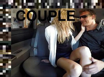 Getting a cute teen chick to sit on his dick in the car