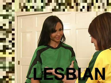 Active lesbian cougar in uniform moaning while her pussy is licked