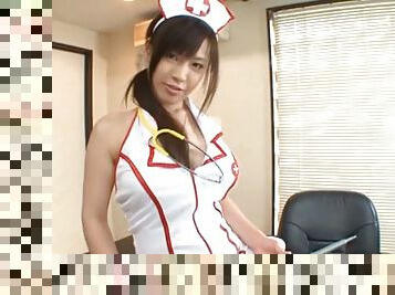 Very horny Japanese nurse gets her pussy poked deep