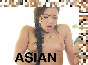 Super hot Asian girl Morgan Lee loves fucking white guys