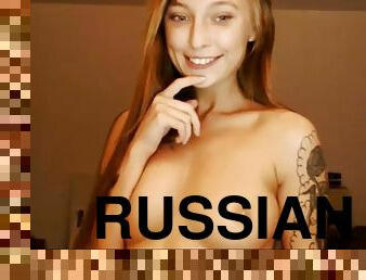 Tattooed russian girl masturbates on cam