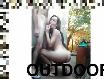 Sexy brazillian tgirl enjoys outdoor jabbing