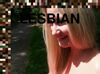 Lesbian Blond Enjoys Some Slit In The Forest