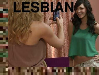 Bosomy Holly Michales and Randy Moore experiencing a cute lesbians action